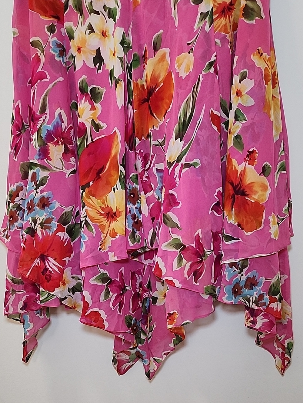 Lauren Ralph Lauren Women's Pink Floral Asymmetrical Handkerchief Hem Skirt 14P - Picture 11 of 16